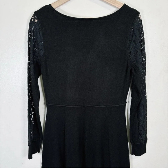 Eliza.J Black Sweater Dress With Lace Sleeves - Picture 15 of 16